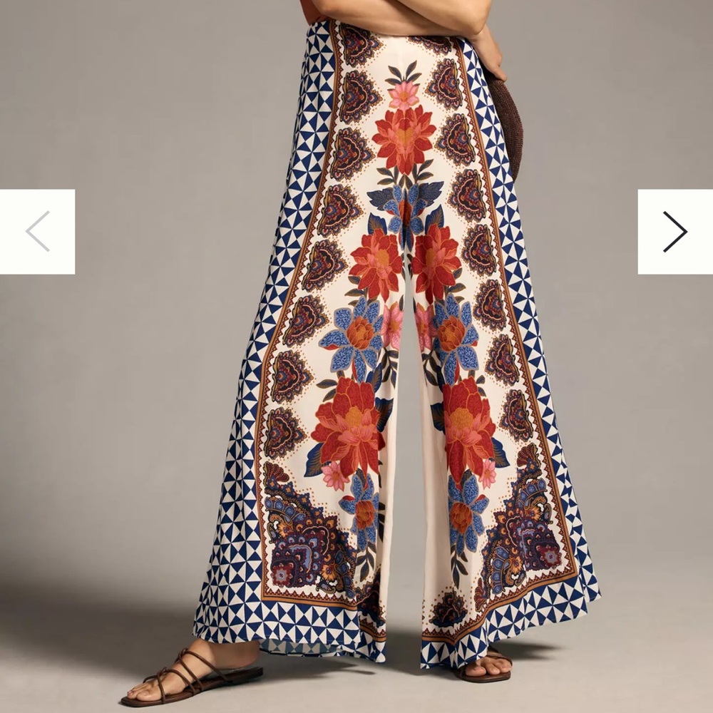 Farm Rio Anthropologie floral boho wide-leg pant